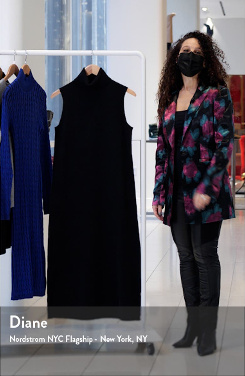 Sleeveless Turtleneck Cashmere Midi Sweater Dress, sales video thumbnail