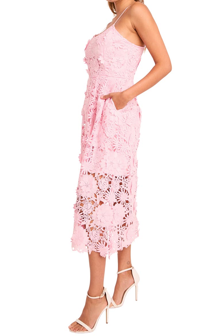 3D Appliqué Midi Dress, Alternate, color, PINK