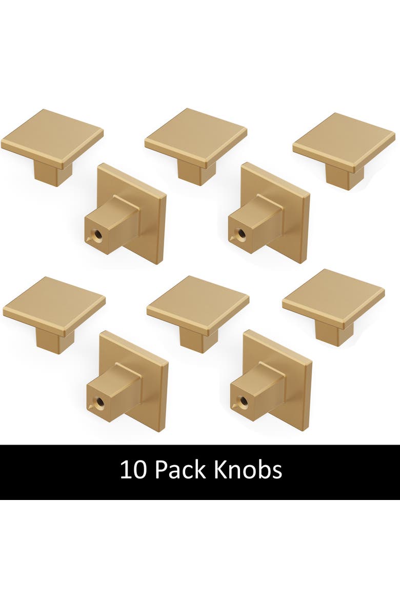 Cabinet Knobs 10Pk Brushed Brass, Alternate, color, Brown