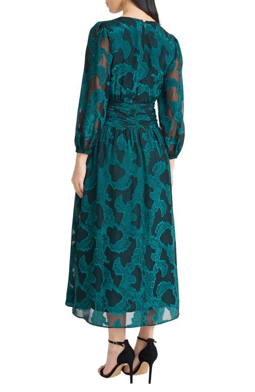 Maggy London Long Sleeve Midi Dress In Green