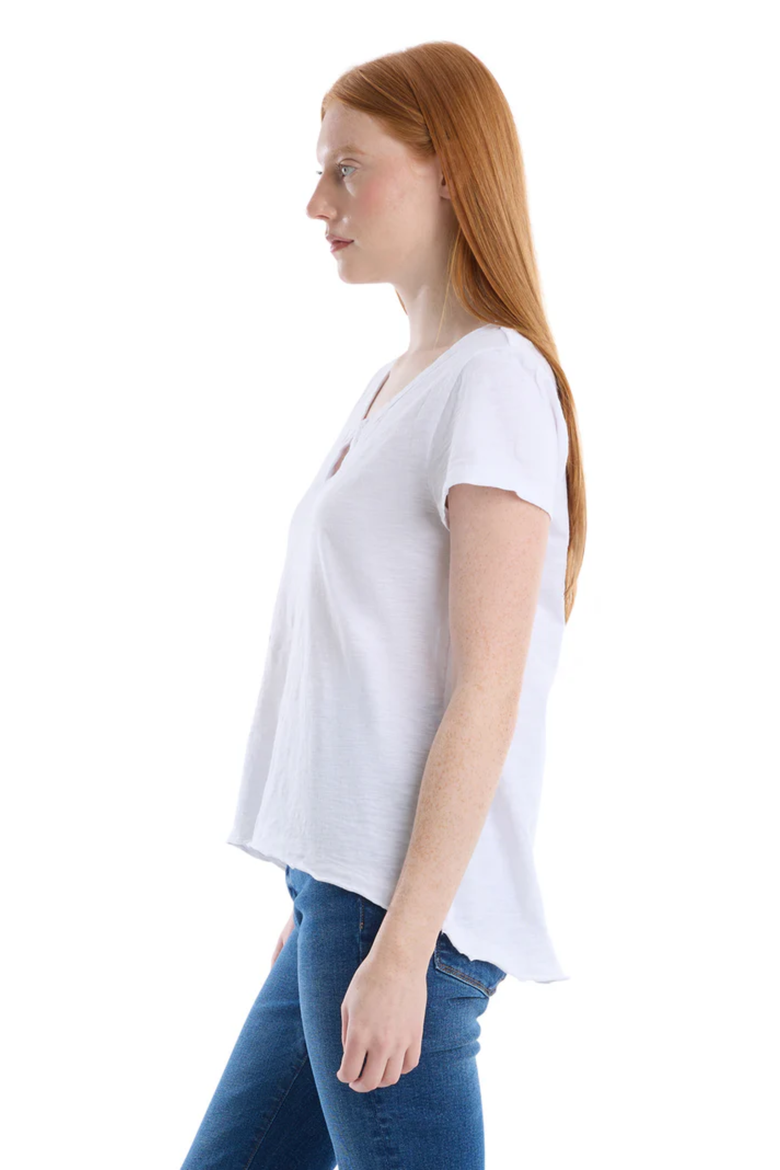Short Sleeve Placket Hi-Lo Tee, Alternate, color, White