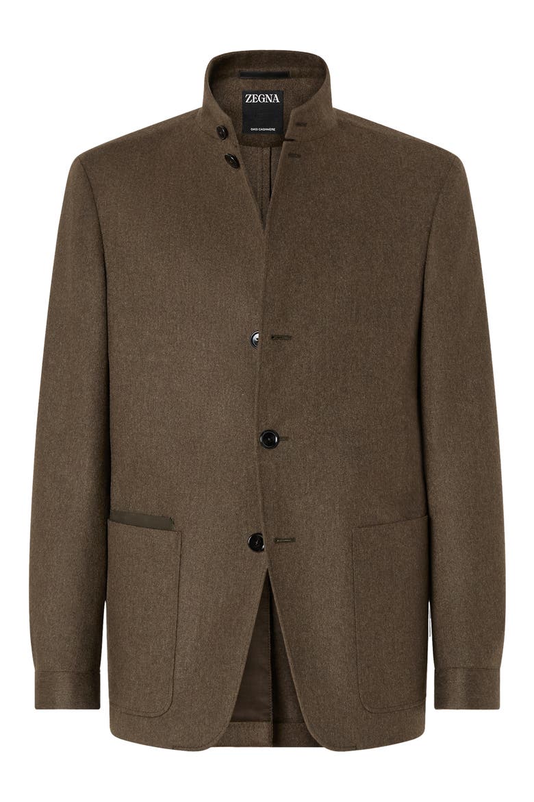 Cashmere Stand Collar Jacket, Alternate, color, DARK OLIVE GREEN