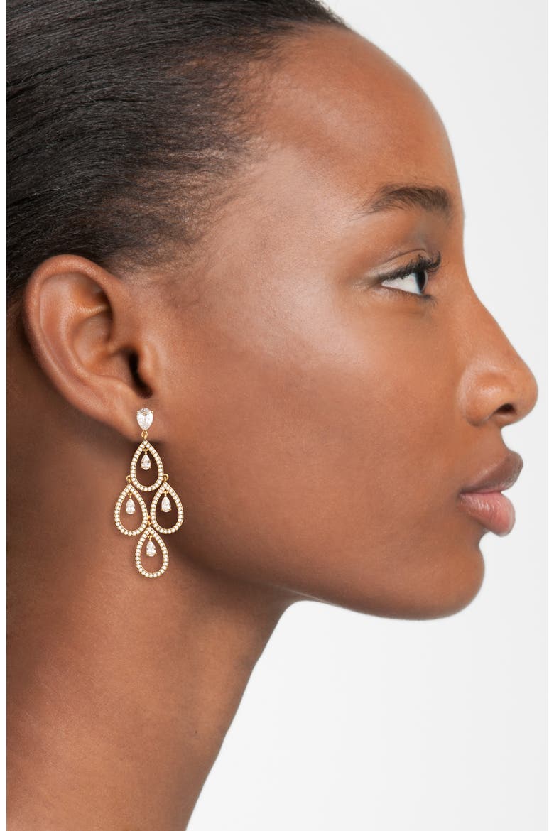 Crystal Chandelier Earrings, Alternate, color, GOLD