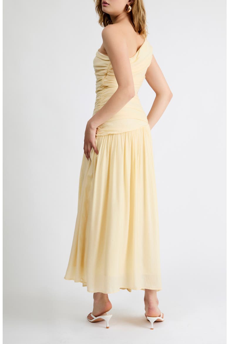 Delilah One-Shoulder Cutout Detail Draped Maxi Dress, Alternate, color, BUTTER