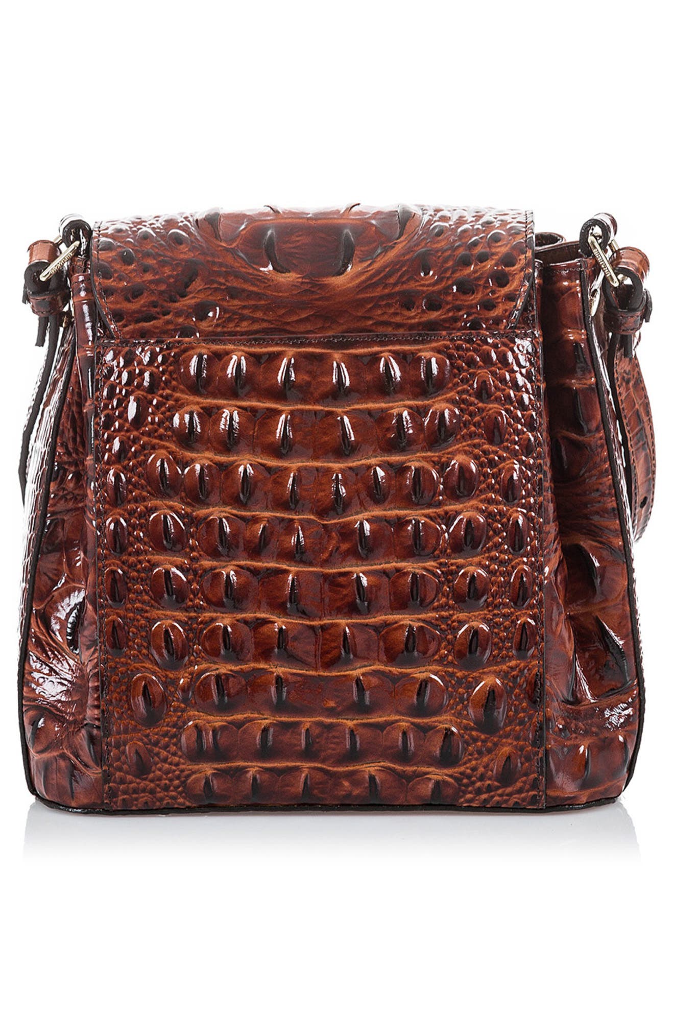 Brahmin Margo Croc Embossed Leather Crossbody Bag, Alternate, color, Pecan