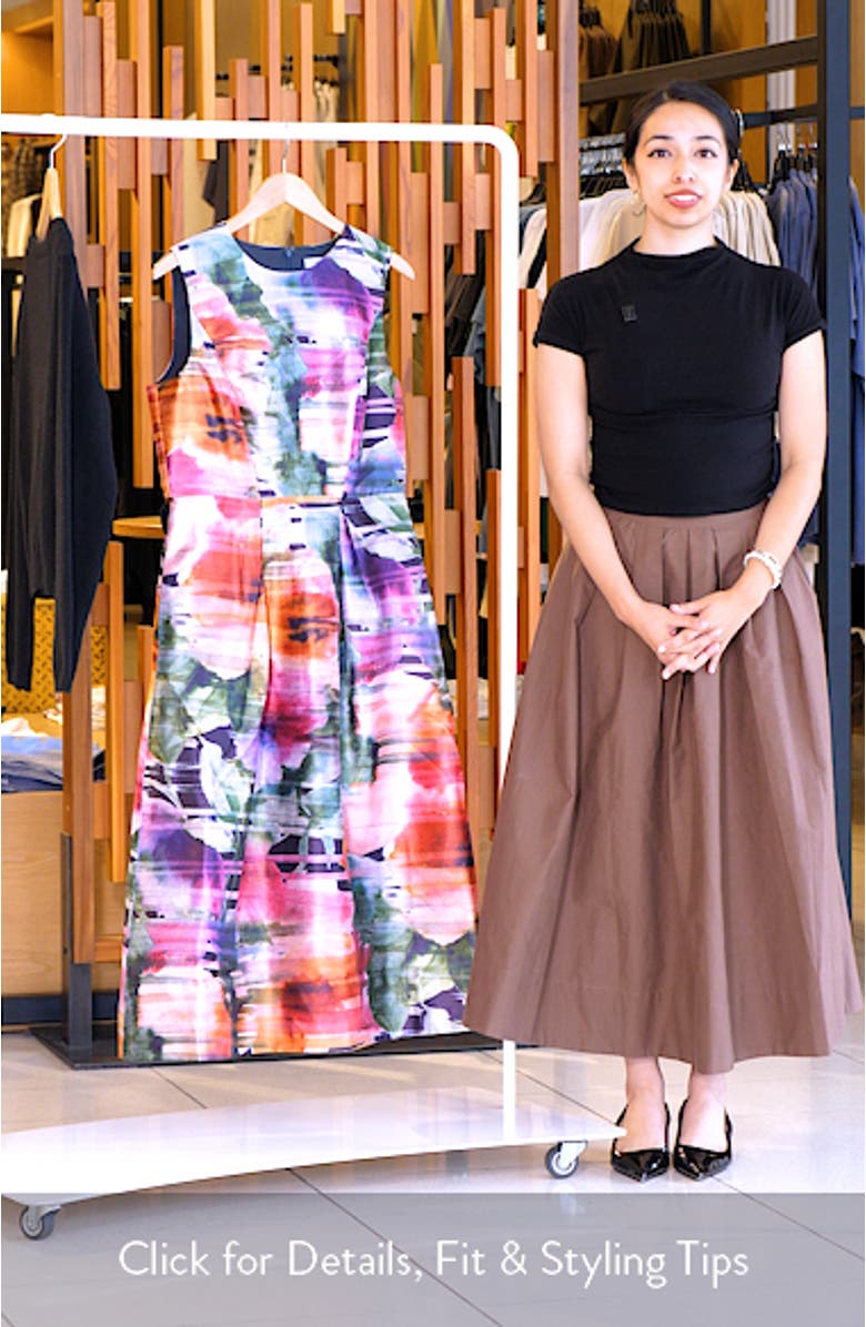 Tessa Watercolor Floral Midi A-Line Dress, sales video thumbnail