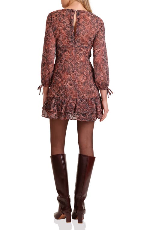 Avec Les Filles Cinched Long Sleeve Dress In Multi