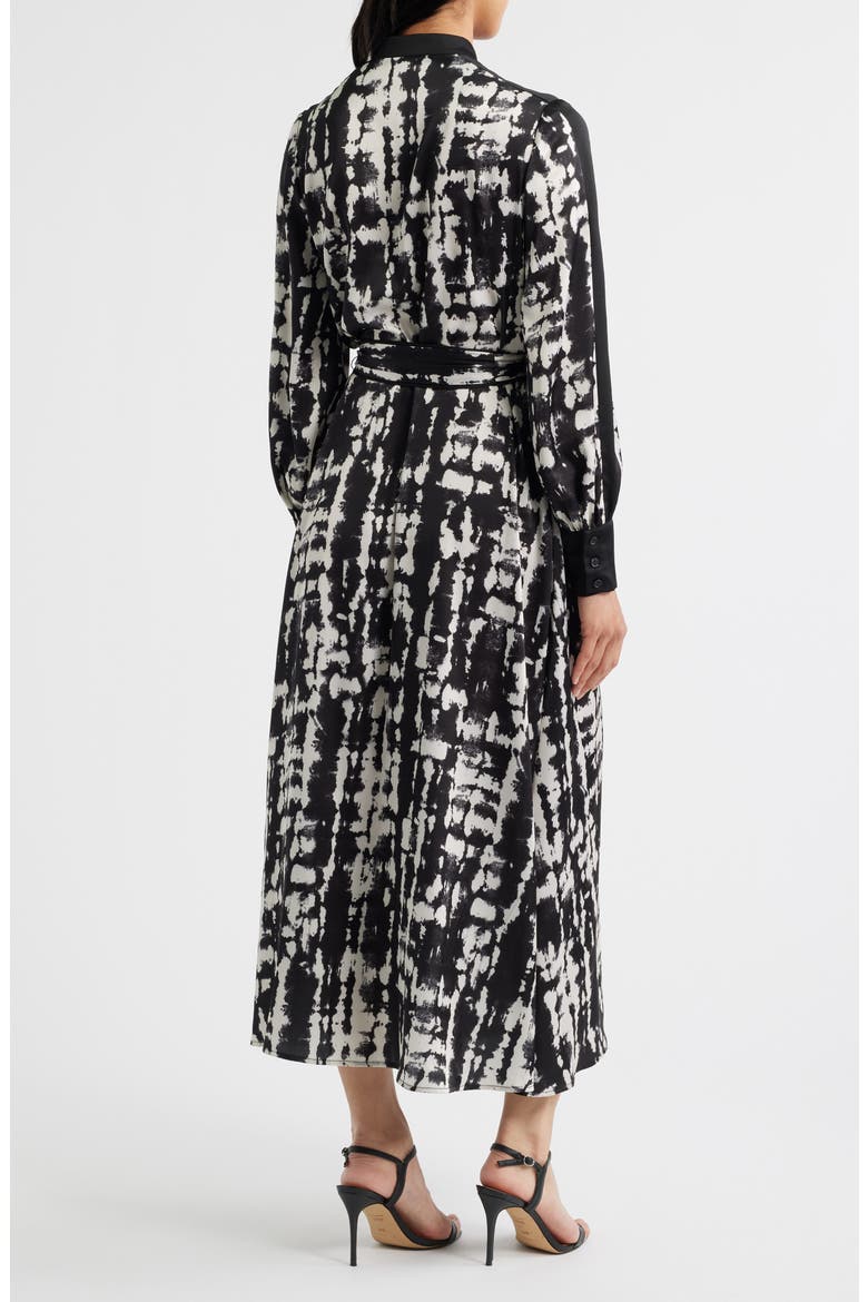 Print Long Sleeve Shirtdress, Alternate, color, BLACK WHITE