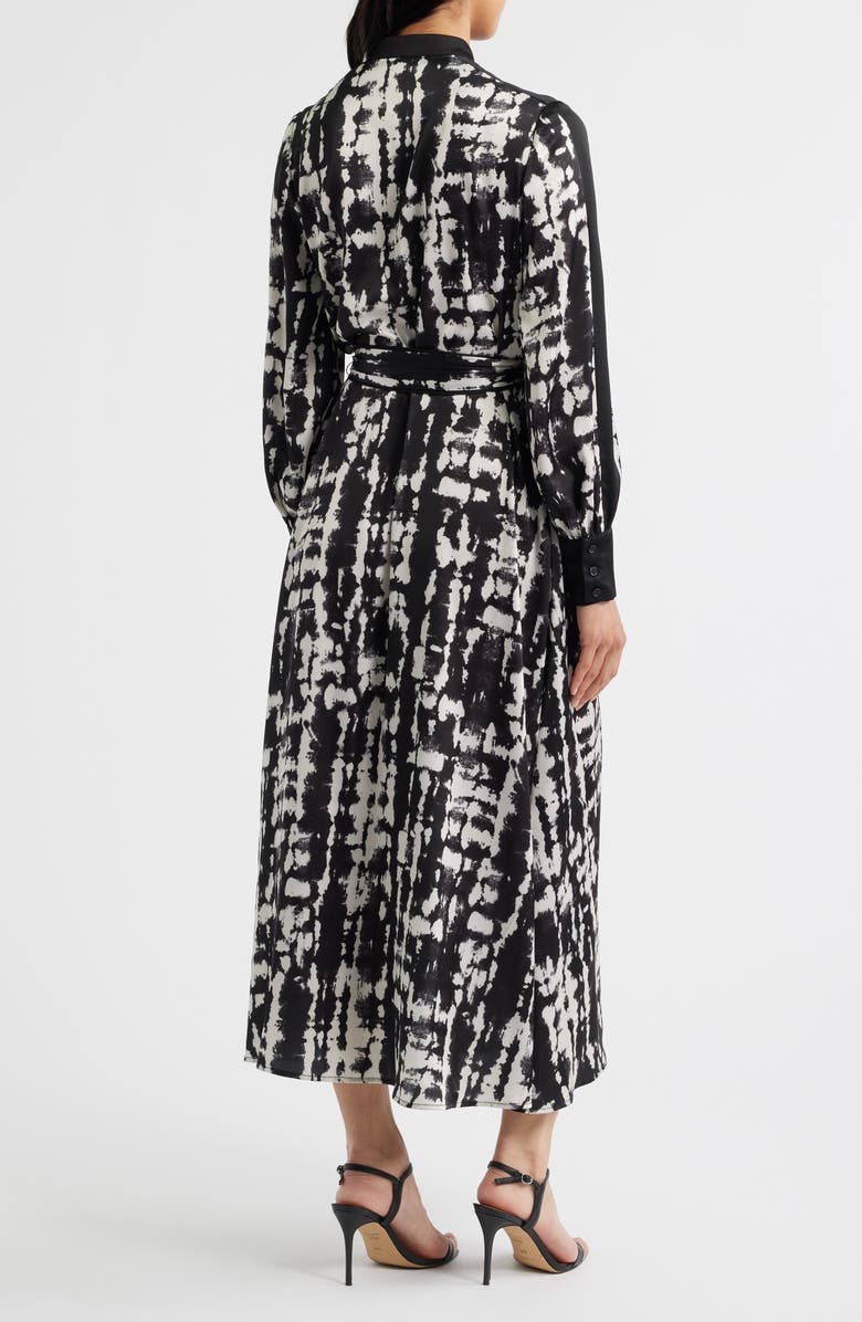 Julia Jordan Print Long Sleeve Shirtdress, Alternate, color, Black White