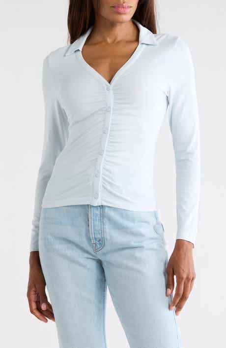 rag & bone Lucy Ruched Polo Button-Up Shirt