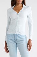 rag & bone Lucy Ruched Polo Button-Up Shirt