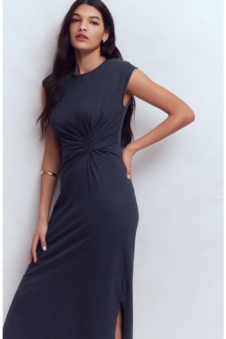 Delilah Twist Midi Dress, Alternate, color, NAVY