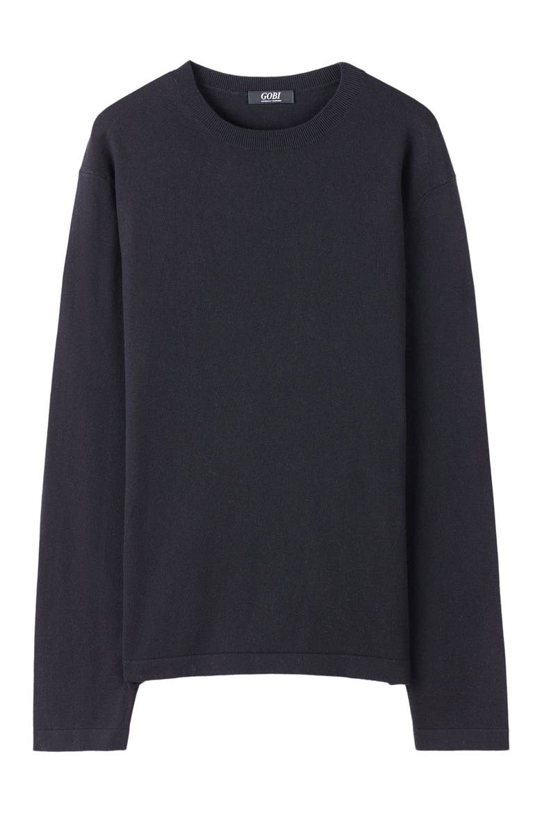 Men's Crewneck Cotton Silk Cashmere Blend Sweater, Alternate, color, black