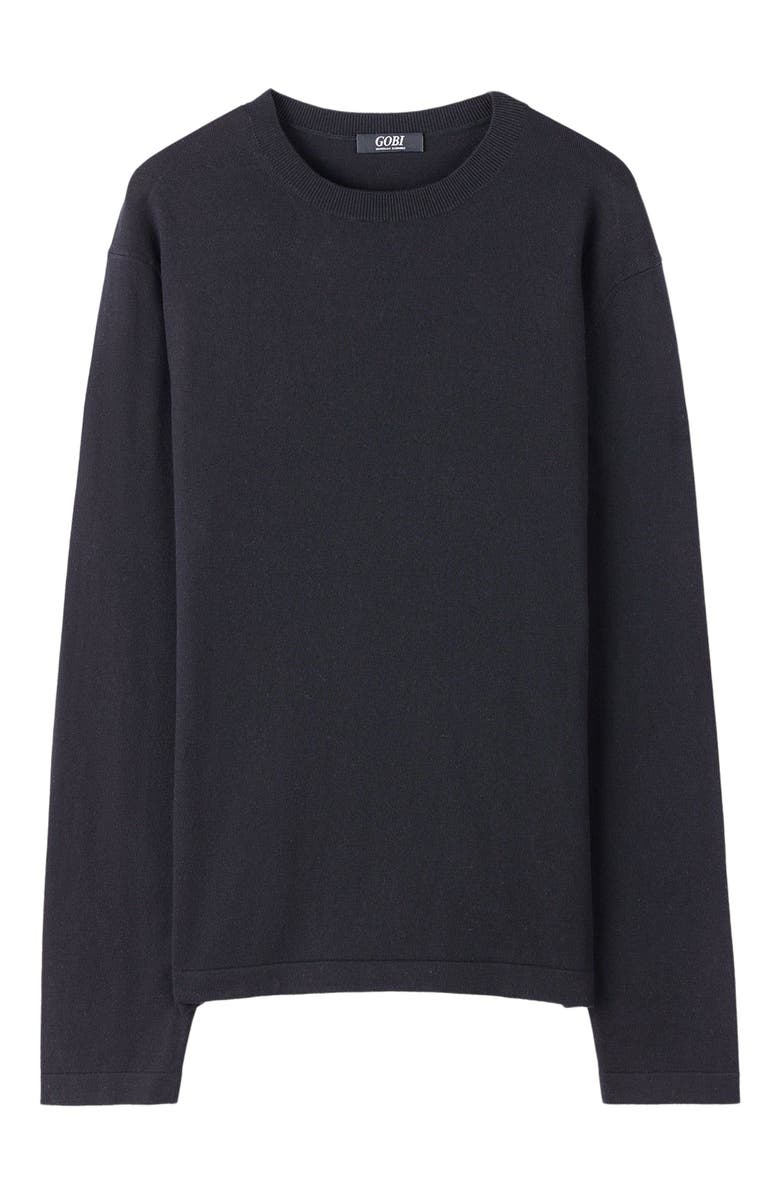 GOBI Mongolian Cashmere Men's Crewneck Cotton Silk Cashmere Blend Sweater, Alternate, color, Black