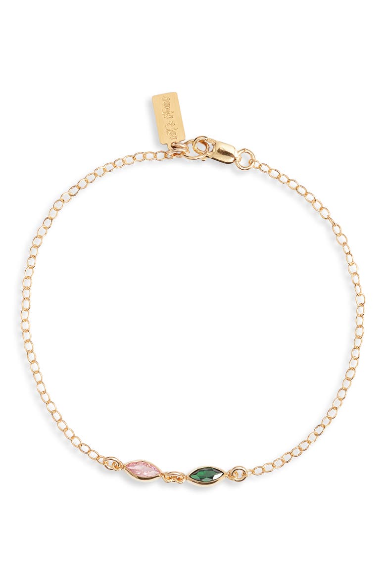 Marquise Multi Birthstone Bracelet, Main, color, GOLD / 2 CHARMS
