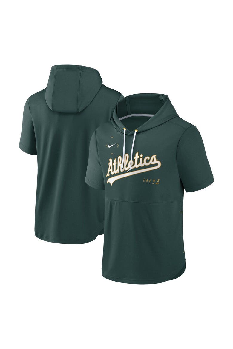 Men's Nike Green Oakland Athletics Springer Short Sleeve Team Pullover Hoodie, Main, color, Green