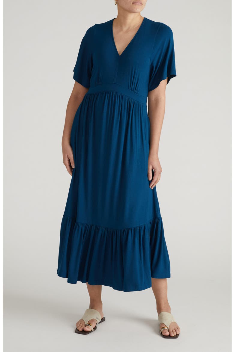 Ravello Liquid Jersey Midi Dress, Main, color, BLUE TEAL