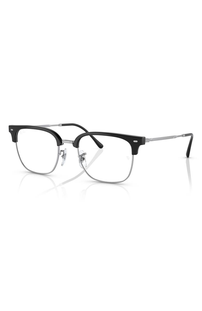 Ray-Ban New Clubmaster 51mm Square Optical Glasses, Alternate, color, Black Silver