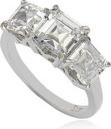 SUZY LEVIAN Sterling Silver Cubic Zirconia 3-Stone Bridal Ring