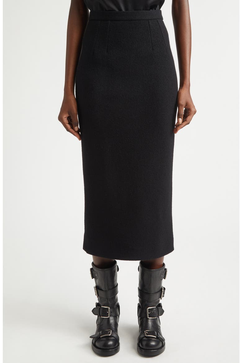 Virgin Wool Pencil Skirt, Main, color, NERO