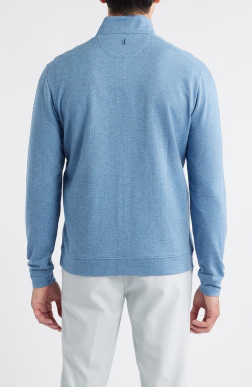 Johnnie-o Rubin Herringbone Quarter Zip In Blue