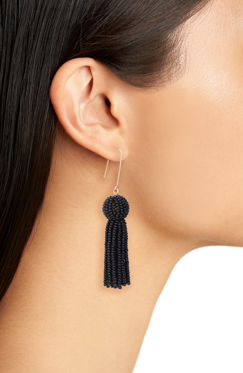 Madewell Bead Tassel Drop Earrings, Alternate, color,