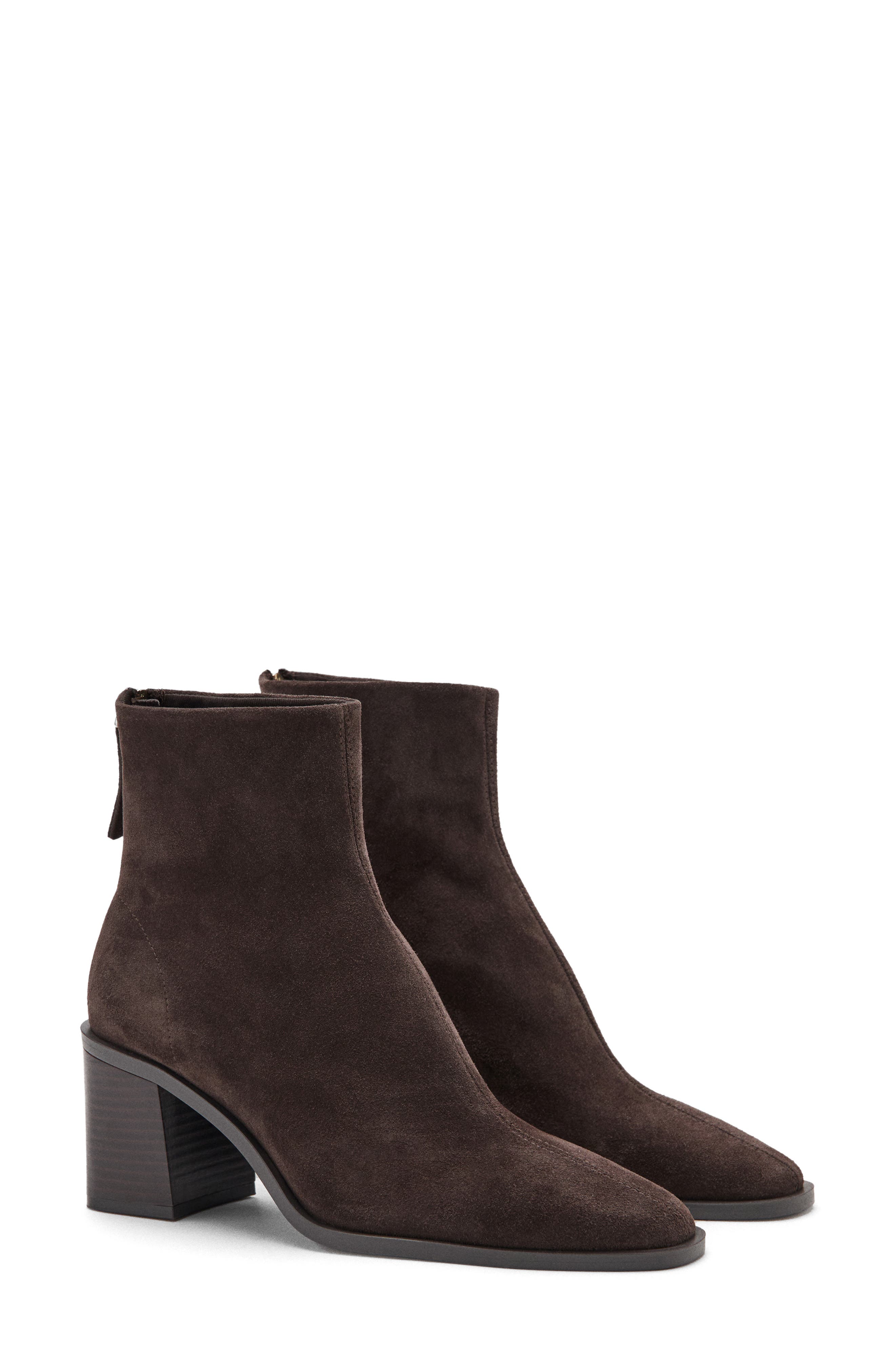 MANGO Round Toe Bootie, Main, color, Chocolate
