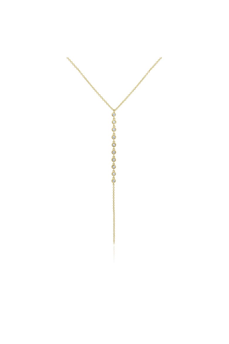Lariat Bezel CZ Necklace, Main, color, Gold