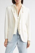 Eleventy Cotton Blend Knit Blazer with Removable Hooded Bib