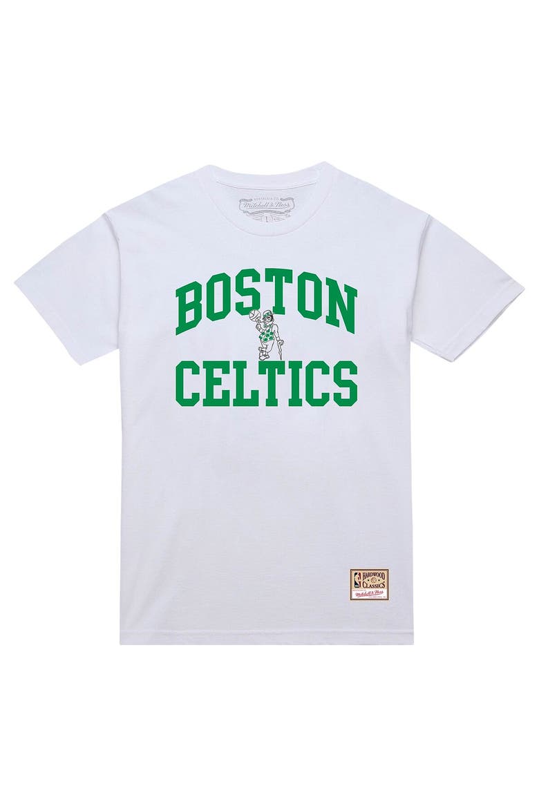 Men's Mitchell & Ness White Boston Celtics Hardwood Classics Vintage Warm Up T-Shirt, Alternate, color, White