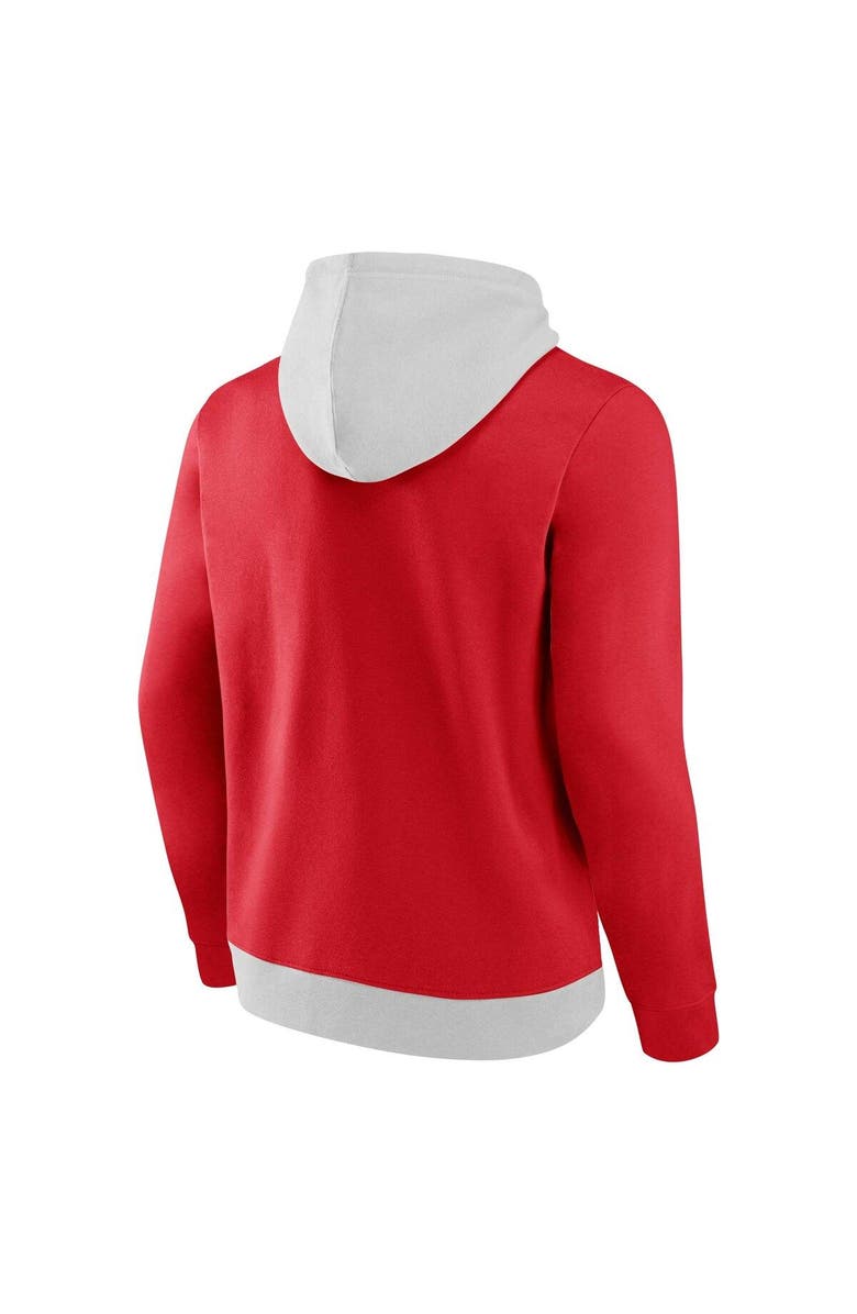 FANATICS Men's Fanatics Branded Gray/Red Houston Rockets Arctic Colorblock Pullover Hoodie, Alternate, color, 