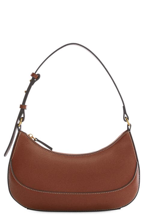Oval Faux Leather Shoulder Bag