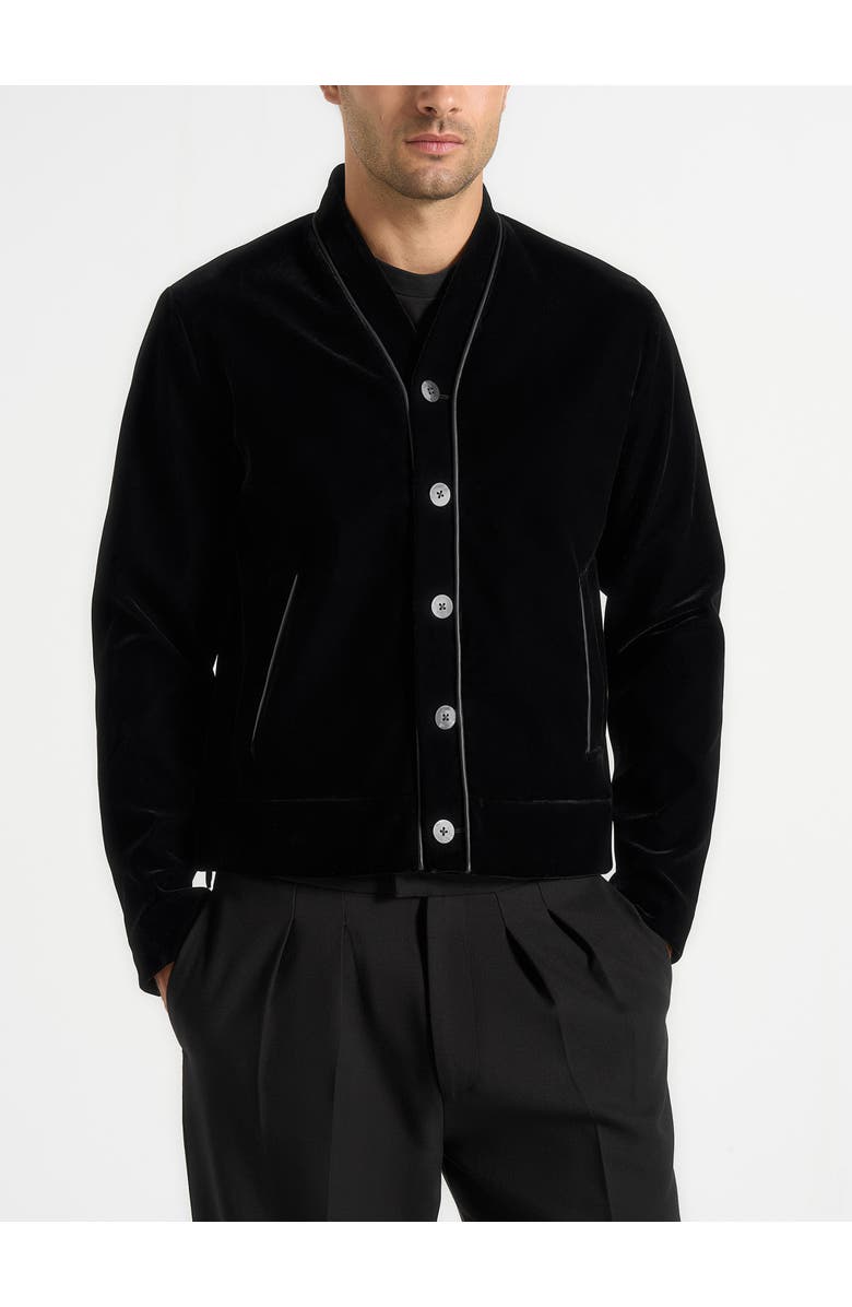 Manière De Voir Nassim Velvet Jacket With Contrast Piping, Main, color, Black