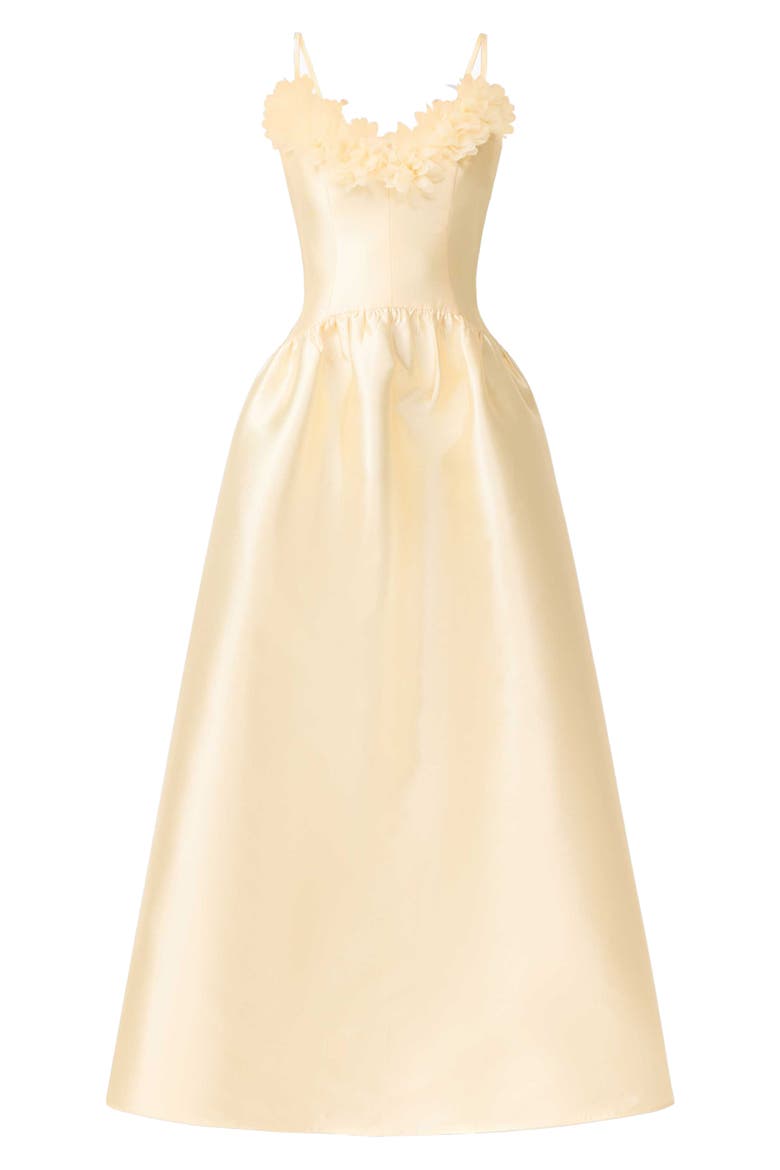 Ruffle Sateen Fit & Flare Gown, Alternate, color, YELLOW