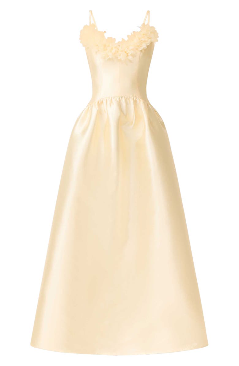 Elliatt Ruffle Sateen Fit & Flare Gown, Alternate, color, Yellow