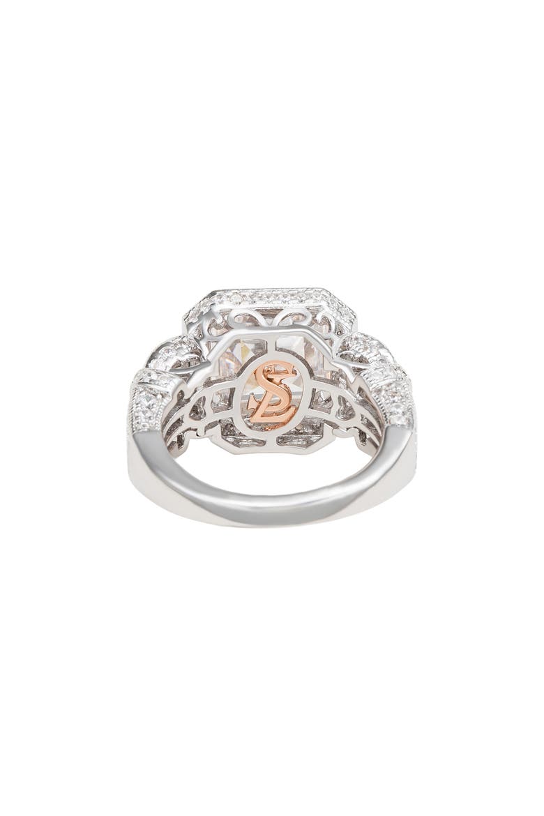 Pavé Cubic Zirconia Engagement Ring, Alternate, color, WHITE