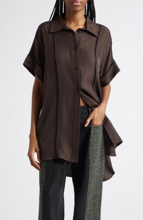 Timour Silk Shirt with Crochet Trim