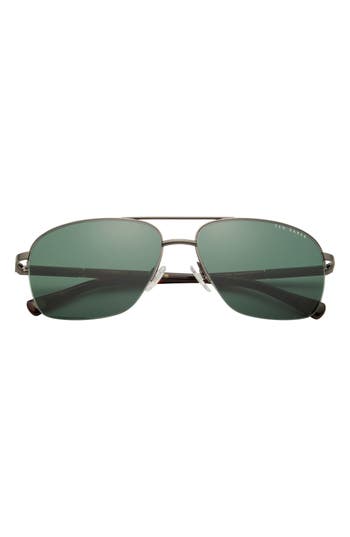 Ted Baker London 60mm Polarized Navigator Sunglasses In Dark Gunmetal