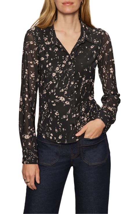Mesh Button-Down Shirt (Petite)