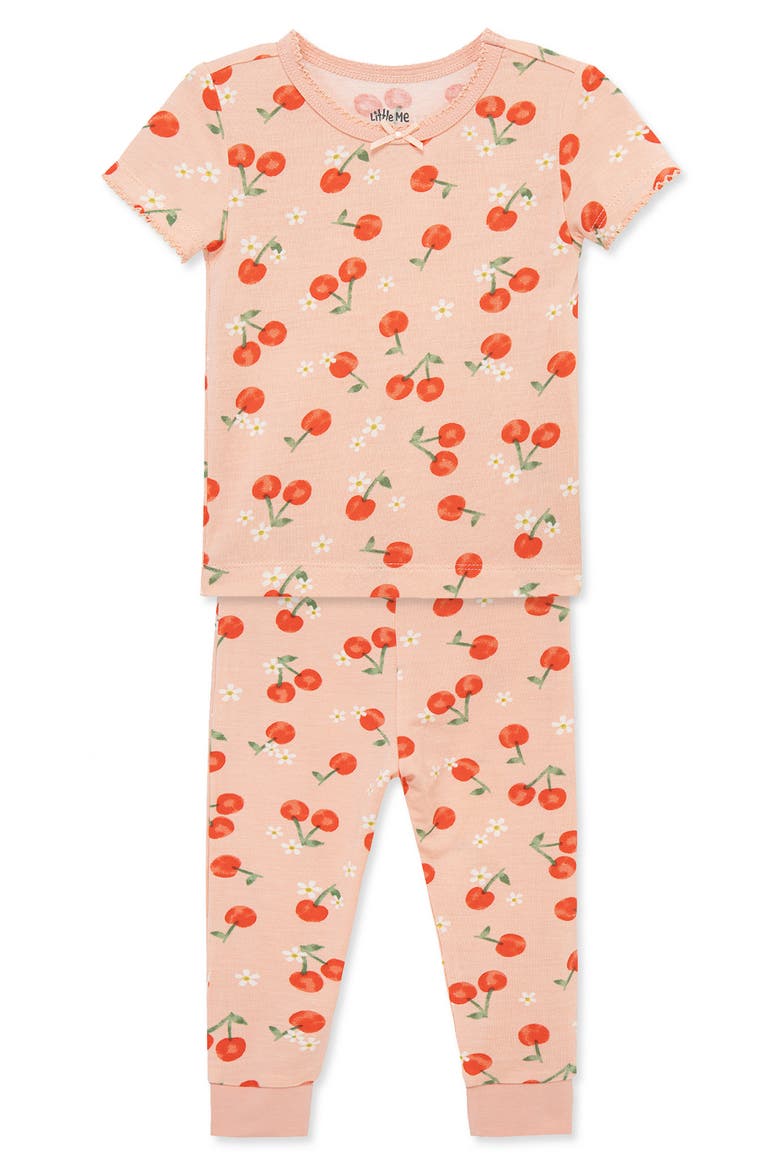 Kids' Cherry 4-Piece Pajamas Set, Alternate, color, PEACH