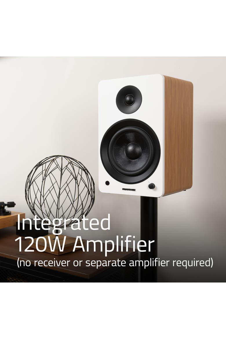 Powered 6.5'' Stereo Bookshelf Speakers for Turntable, TV PC & Bluetooth, Alternate, color, Natural Walnut