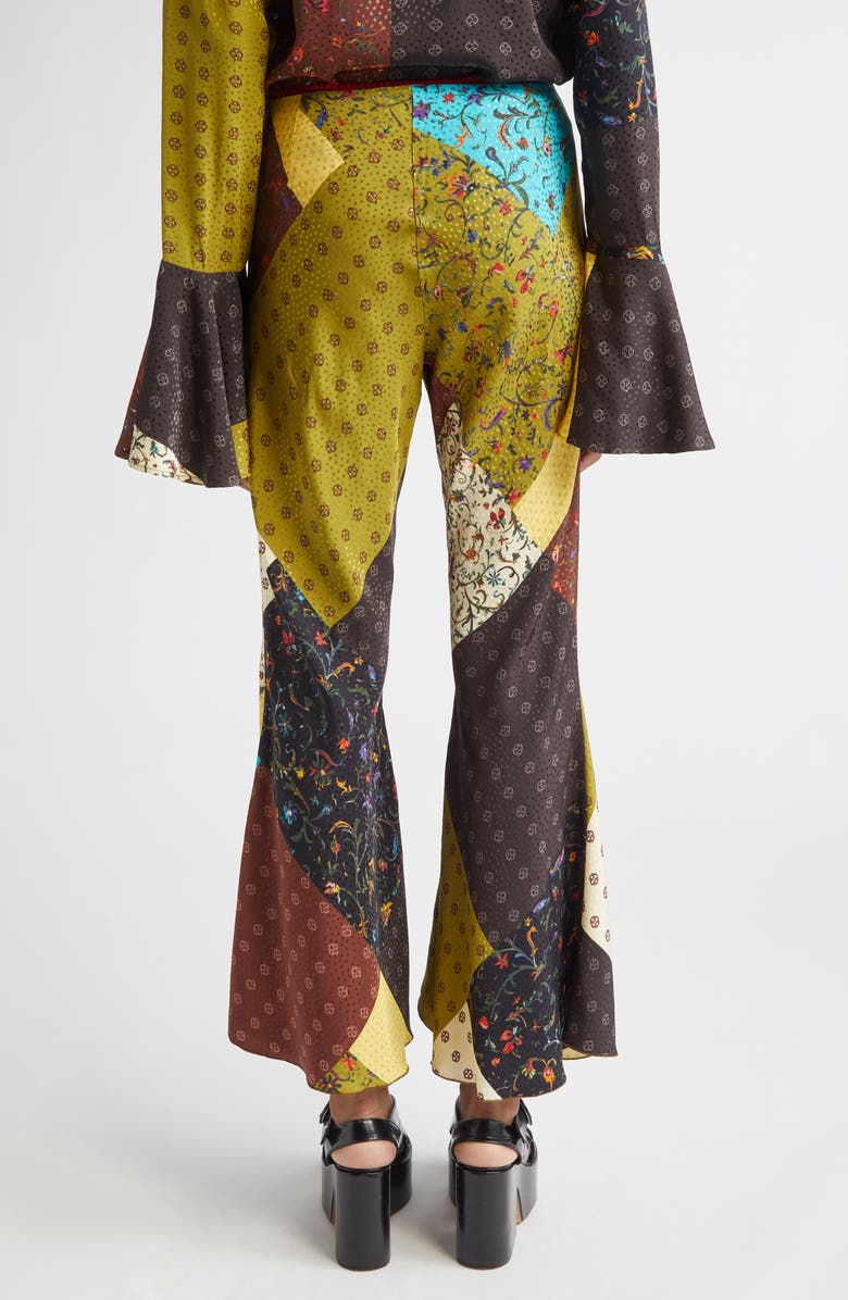 Siedrés Jeslynn Patchwork Print Flare Pants, Alternate, color, Brown Multi