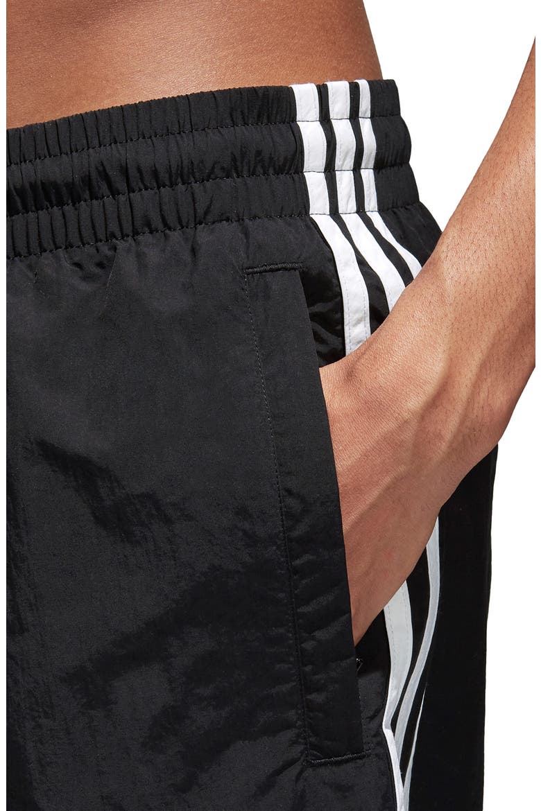 3-Stripes Swim Trunks, Alternate, color, BLACK