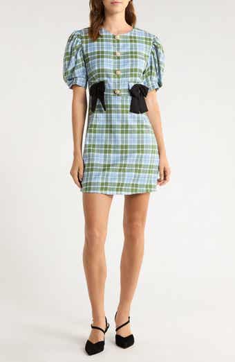 Sister Jane Foyer Check Puff Sleeve Minidress