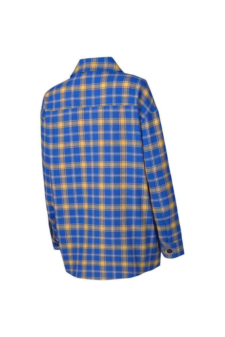 Women's College Concepts Blue/Gold Golden State Warriors Boyfriend Button-Up Nightshirt, Alternate, color, Blue
