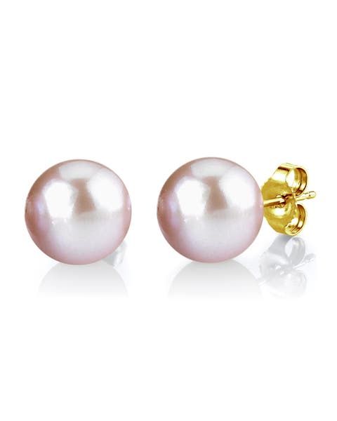 Freshwater Round Pearl Stud Earrings 10-10.5mm