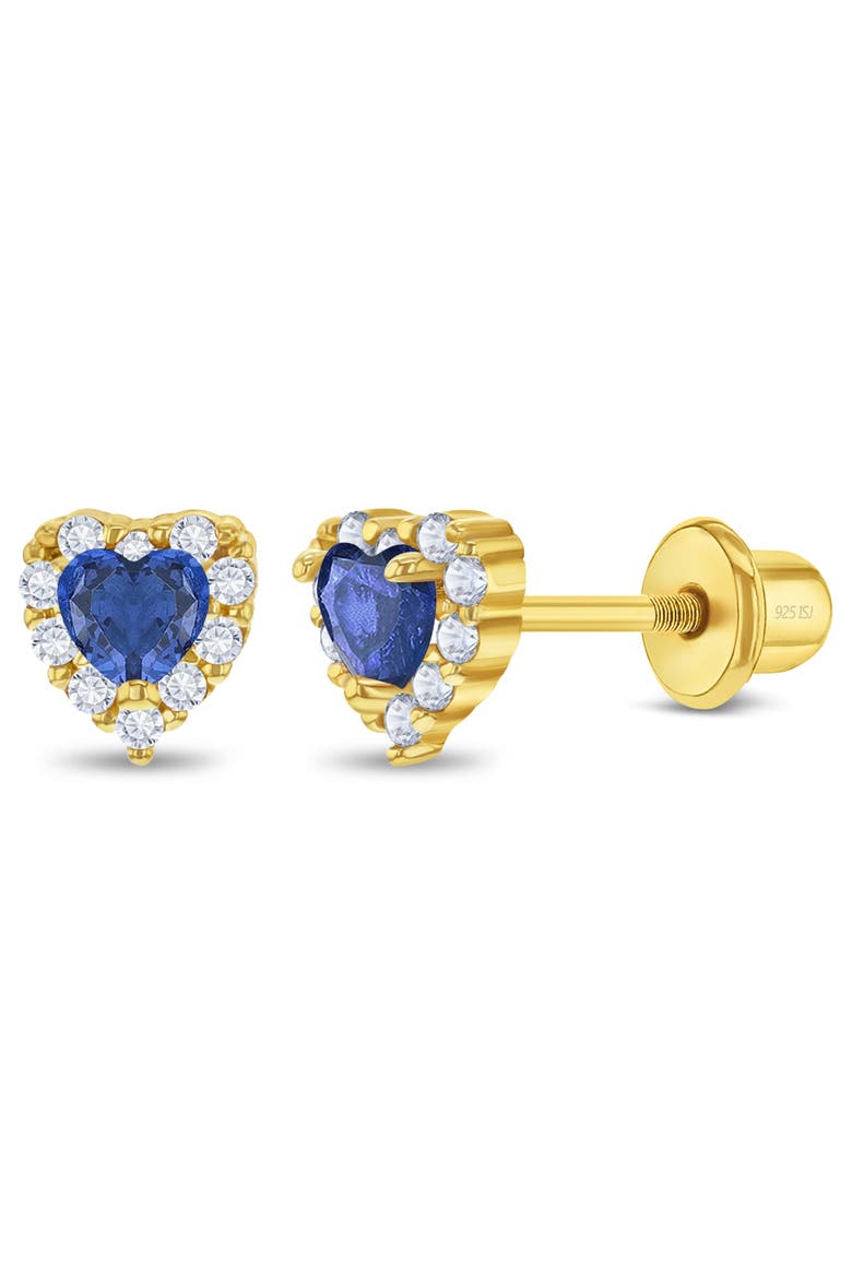 Cubic Zirconia Encrusted Heart Earrings, Main, color, Blue