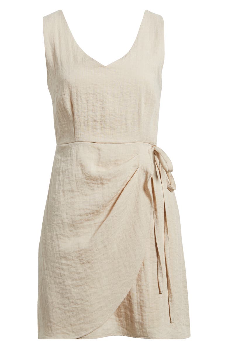 Sam Edelman Sleeveless Faux Wrap Minidress, Alternate, color, Natural