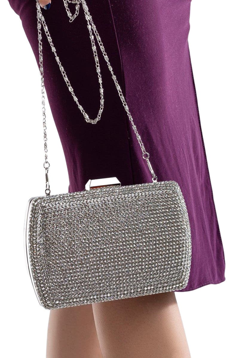 Forever & Always Shoes Francisca Clutch Evening Purse, Alternate, color, Grey Glitter
