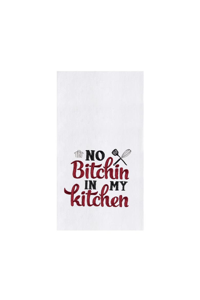 "No Bitchin In My Kitchen" Flour Sack Dishtowel, Main, color, Black